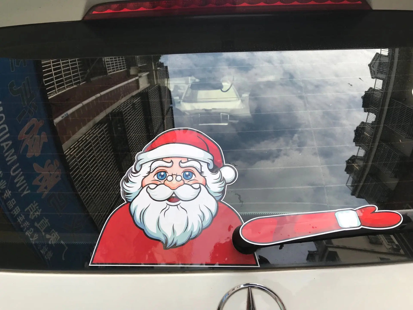 Christmas Car Window Sticker – Santa Elk Glass Decor, Durable