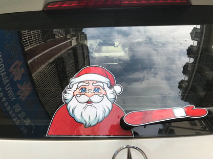 Christmas Car Window Sticker – Santa Elk Glass Decor, Durable