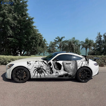 2pcs Skull & Spider Car Side Wraps, PVC, Waterproof, Pro-Grade black – Car Accessories | MotorWorld Marketplace