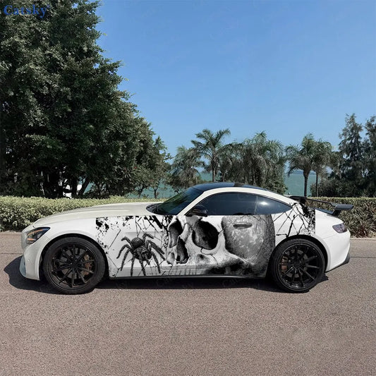 2pcs Skull & Spider Car Side Wraps, PVC, Waterproof, Pro-Grade black – Car Accessories | MotorWorld Marketplace