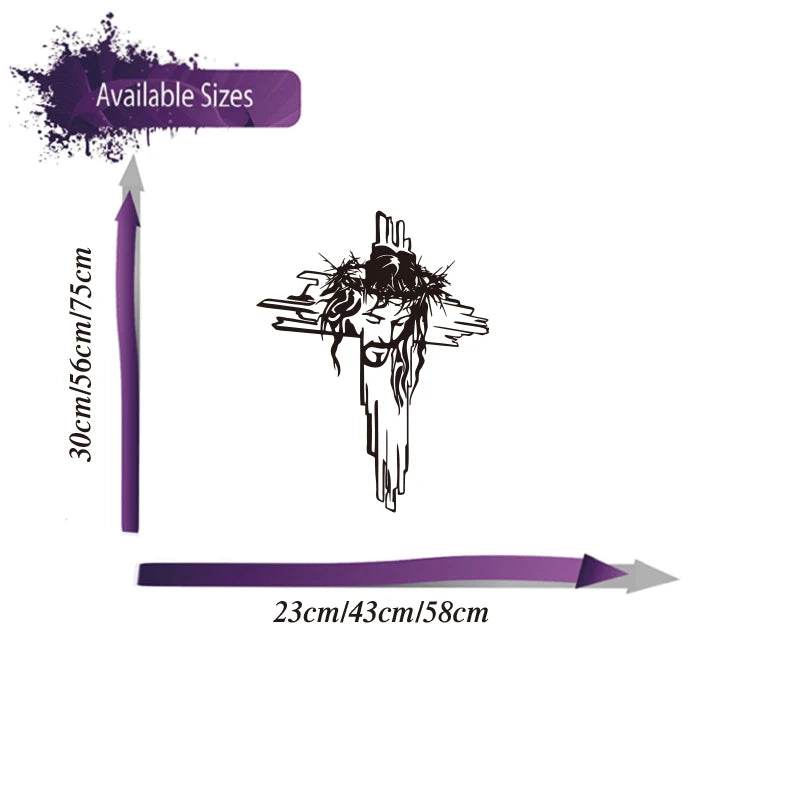 Christian Cross Car Decal – Jesus Crow Vinyl Auto Sticker
