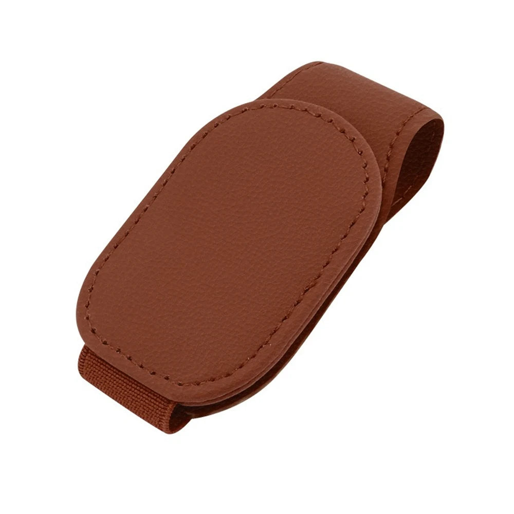 Magnetic Leather Car Eyeglass Clip | Universal Sunglass Holder Brown – Car Accessories | MotorWorld Marketplace