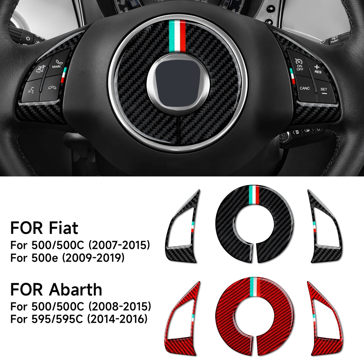 Carbon Fiber Steering Wheel Trim for Fiat 500/595 2007-2019 – Car Accessories | MotorWorld Marketplace