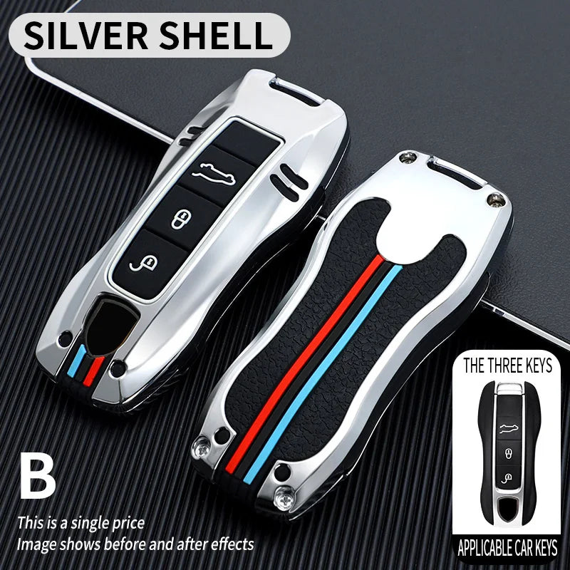 Zinc Alloy Smart Key Case for Porsche 911 Cayenne Taycan Silver Color Shell-1 China Mainland – Car Accessories | MotorWorld Marketplace
