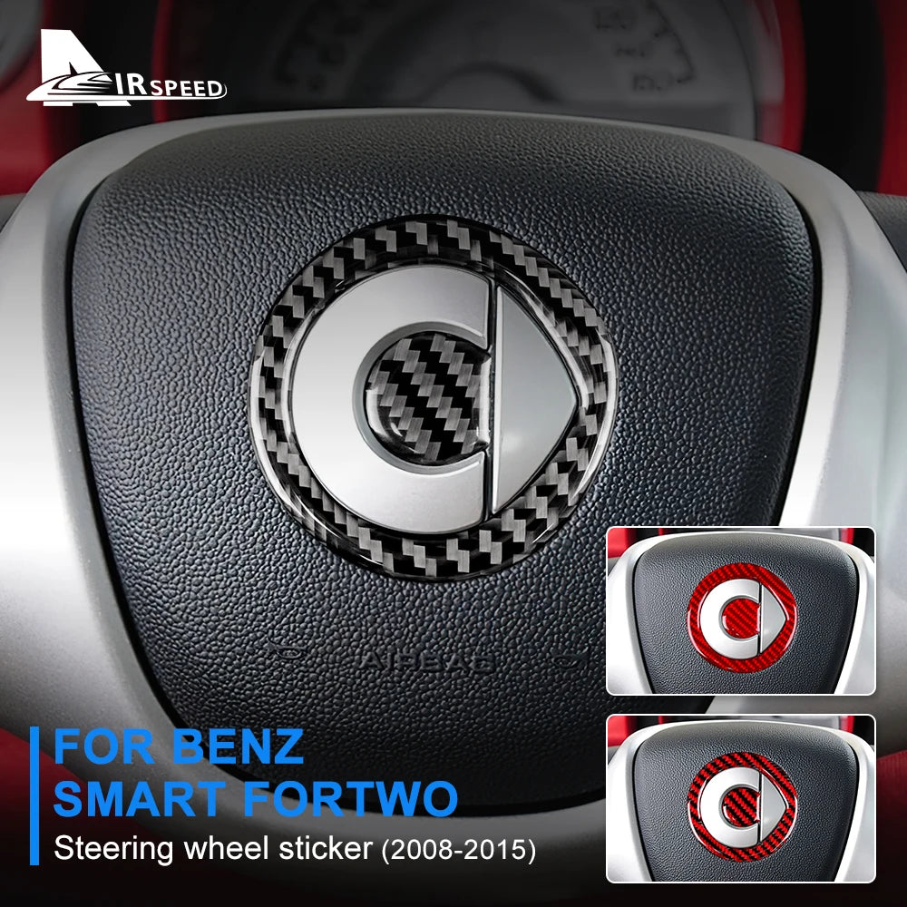 Carbon Fiber Steering Wheel Sticker for Smart 451 Fortwo