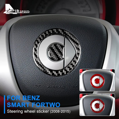 Carbon Fiber Steering Wheel Sticker for Smart 451 Fortwo