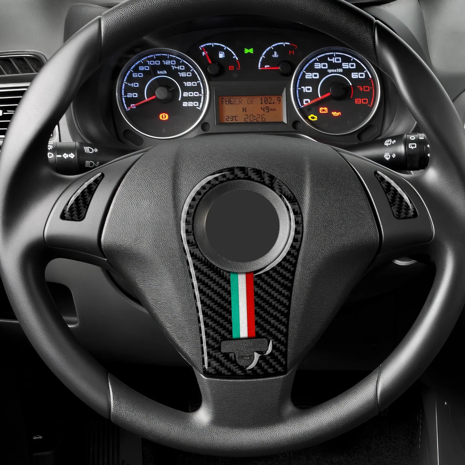 (NOT SOLD TO USA) Carbon Fiber Steering Panel Trim for Fiat Grande Punto 199 – Car Accessories | MotorWorld Marketplace
