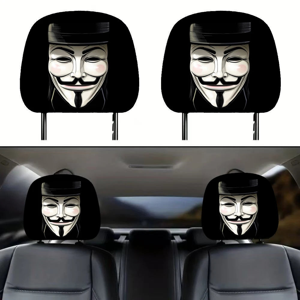 Halloween Black Skull Car Headrest Cover – Universal, Stretchy Two pieces 06 – Car Accessories | MotorWorld Marketplace