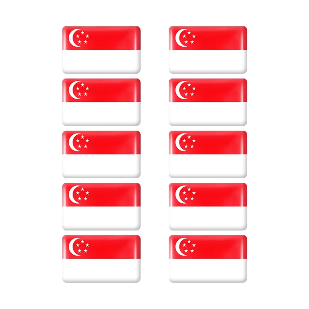 10pcs Epoxy Flag Badge Decals UAE, NL, RU, BR, IT, TH