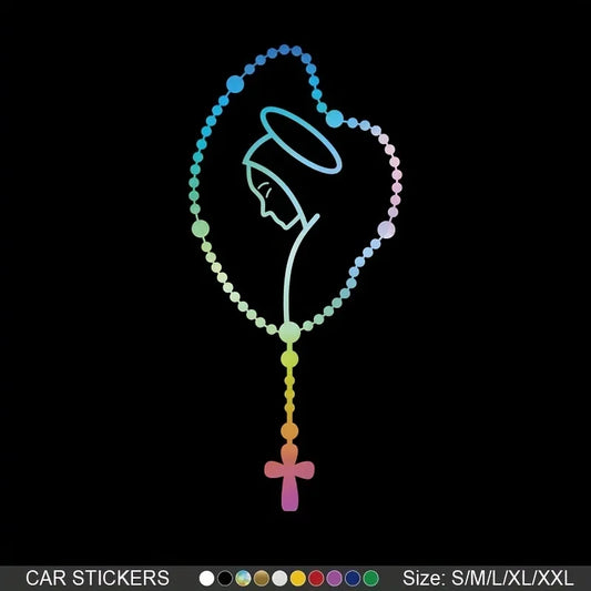 Our Lady Rosary Car Decal – Rear Window Auto Sticker 1pc