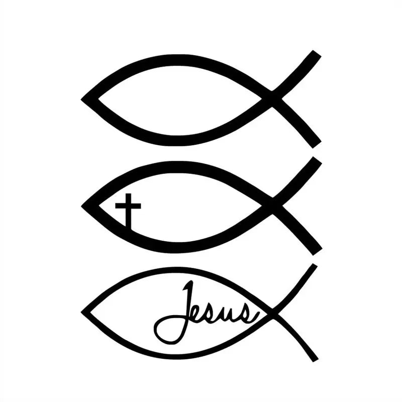 Jesus Fish Christian Cross Vinyl Car Decal 12x16cm – Durable