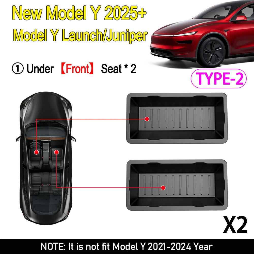 Tesla Model Y Juniper 2025 Under Seat Storage Organizer Box