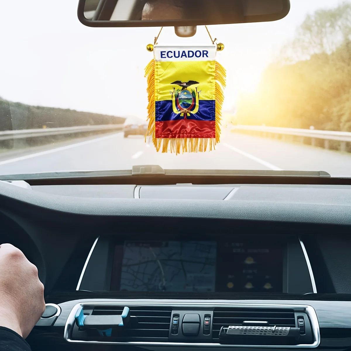 Ecuador Rearview Mirror Flag 8x12cm Double-Sided Banner