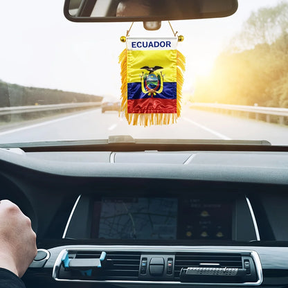 Ecuador Rearview Mirror Flag 8x12cm Double-Sided Banner