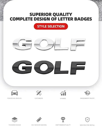 VW Golf 6 7 Rear Trunk ABS Badge Emblem Nameplate Decor