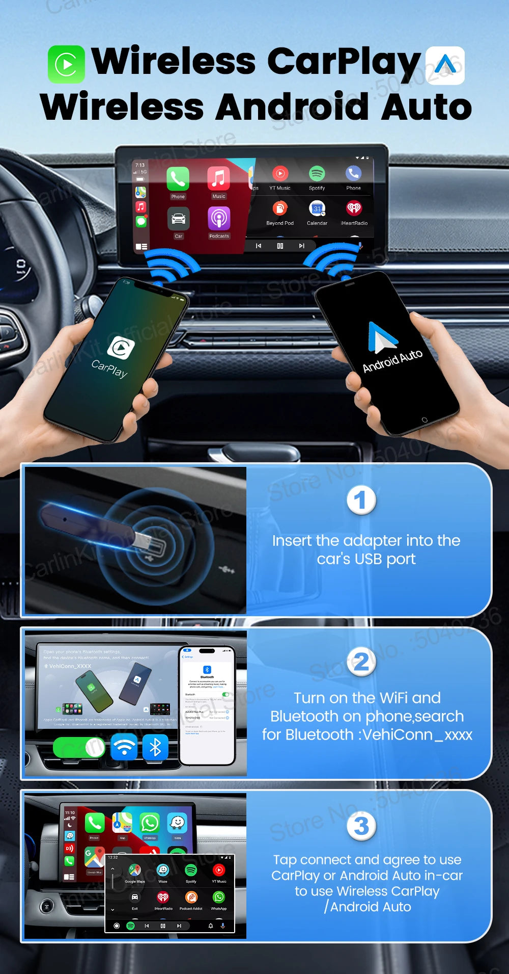 CarlinKit 5.0 Mini Adapter Wireless CarPlay & Android Auto
