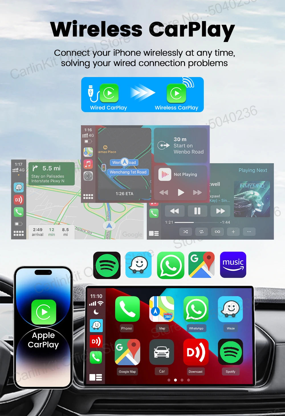 CarlinKit 5.0 Mini Adapter Wireless CarPlay & Android Auto