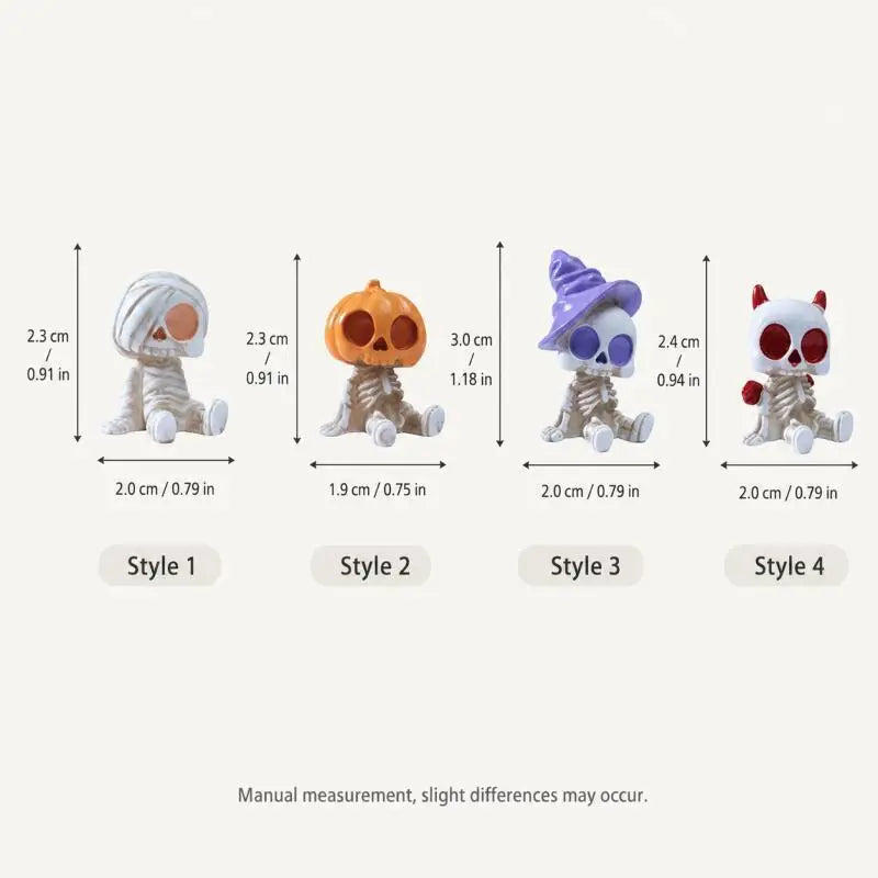 4PCS Halloween Skeleton Figurines – Gothic Car & Desk Decor – Car Accessories | MotorWorld Marketplace