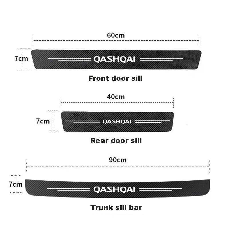 4pcs Carbon Fiber Door Sill Protectors for Nissan Qashqai