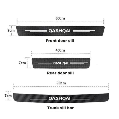4pcs Carbon Fiber Door Sill Protectors for Nissan Qashqai