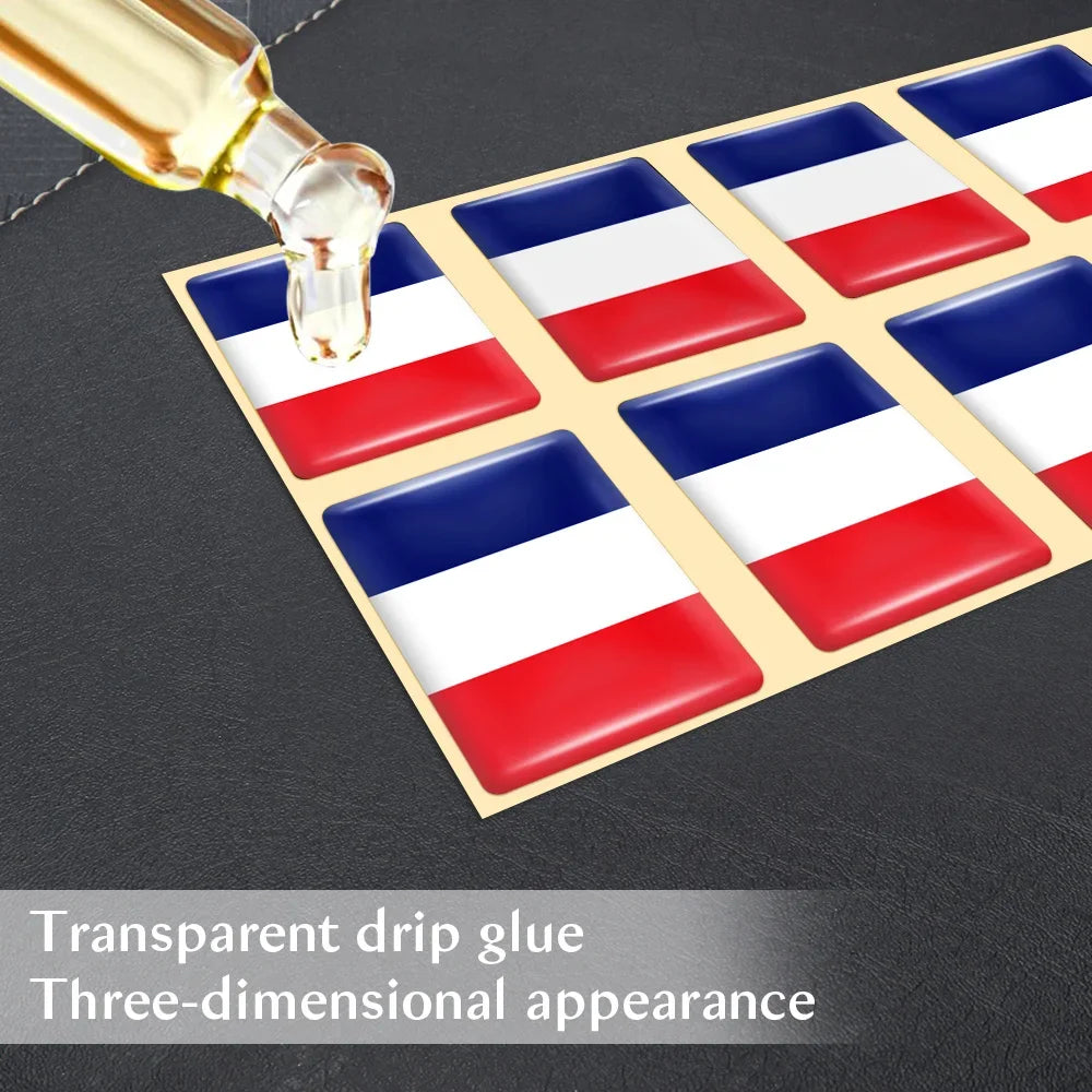 10pcs Epoxy Flag Badge Decals UAE, NL, RU, BR, IT, TH
