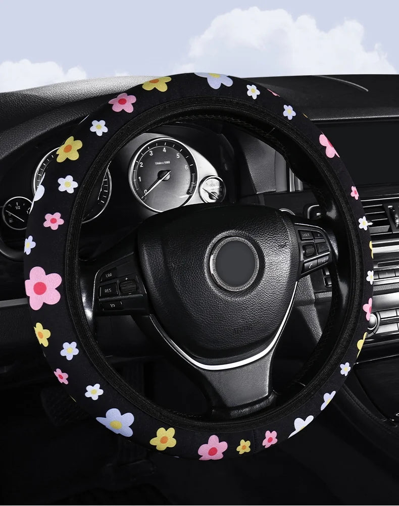 Floral Anti-Slip Universal Steering Wheel Cover – Pro Quality small wildflowers – Car Accessories | MotorWorld Marketplace