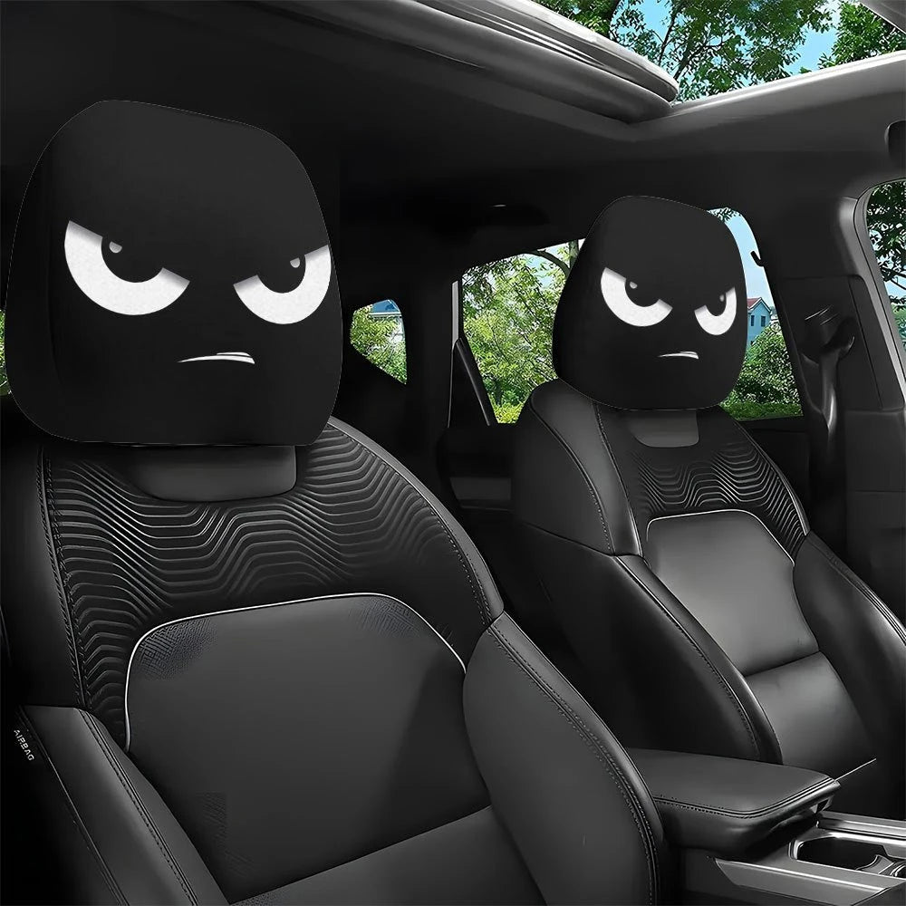 2PCS Cartoon Eyes Headrest Covers – Festive Car Interior Decor Style7 – Car Accessories | MotorWorld Marketplace