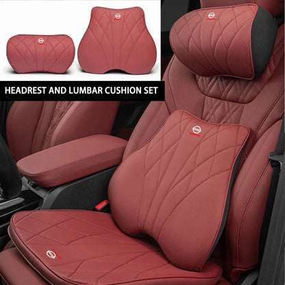 Premium Leather Neck & Lumbar Pillow for Nissan Models