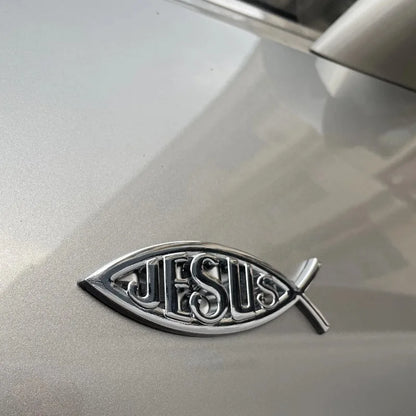 3D Metal Jesus Fish Car Badge – Durable Christian Emblem