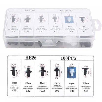 Kit de clips de fixation pour voiture | Goupilles de retenue à poussoir mixtes pour pare-chocs, portières et garnitures