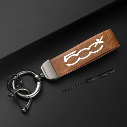 Vintage Leather Keychain for Fiat 500/500x/500L/Abarth