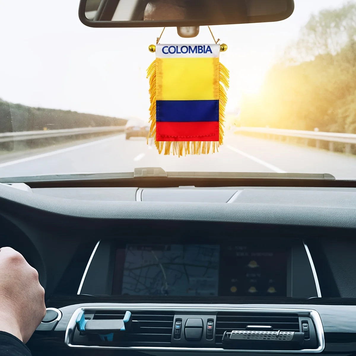 Colombia Flag Mini Banner 3x4" Double-Sided, Suction Mount