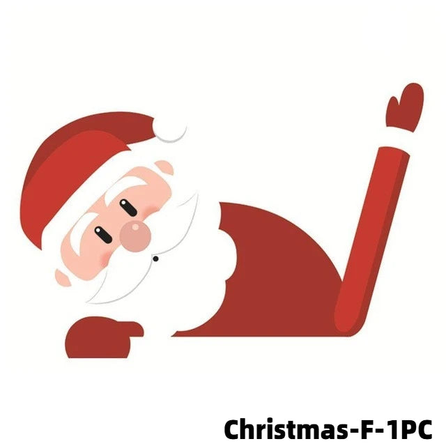 Christmas Car Window Sticker – Santa Elk Glass Decor, Durable