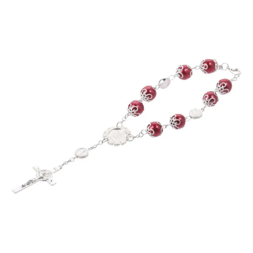 4pcs 10mm Alloy Glass Car Rosary Beads Pendant – 5 Colors