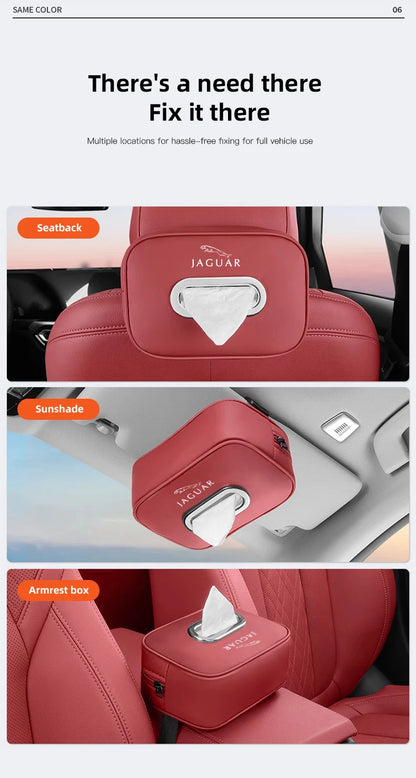 Premium Leather Tissue Holder for Jaguar