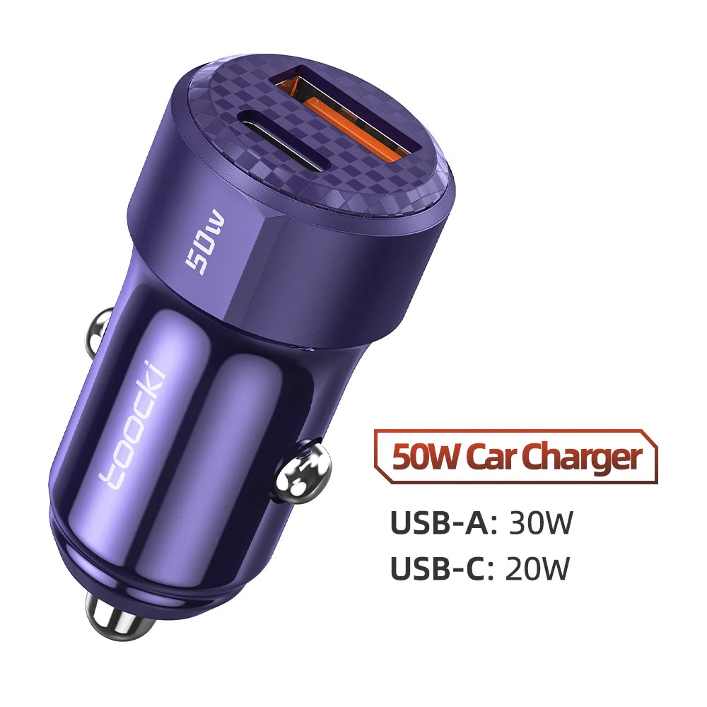 50W QC PD 3.0 USB-C Car Charger, Fast Charge 4.0 50W Purple – Car Accessories | MotorWorld Marketplace