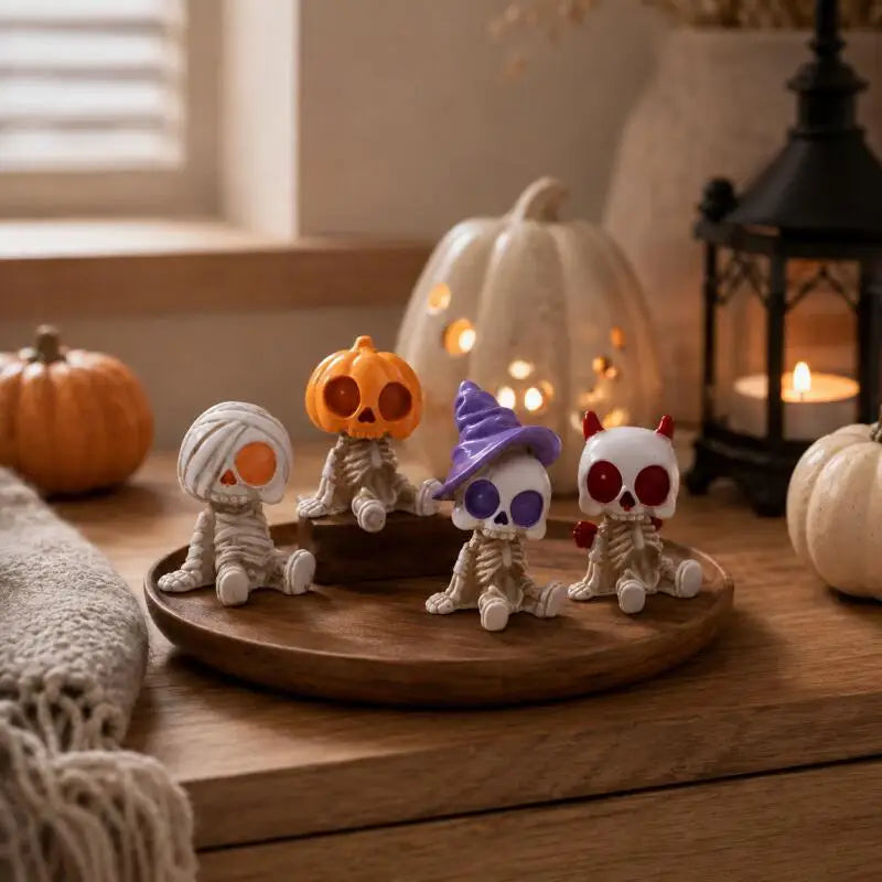 4PCS Halloween Skeleton Figurines – Gothic Car & Desk Decor – Car Accessories | MotorWorld Marketplace
