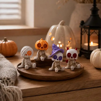4PCS Halloween Skeleton Figurines – Gothic Car & Desk Decor – Car Accessories | MotorWorld Marketplace