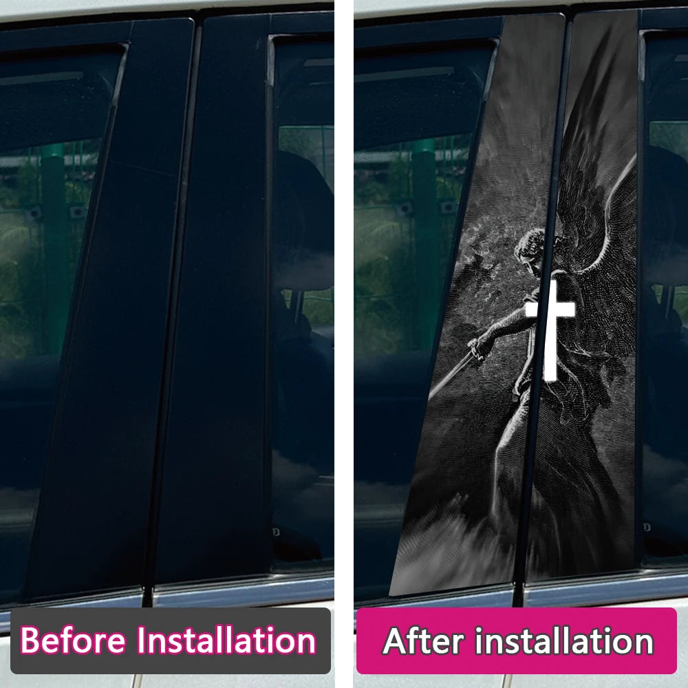 God Prayer Jesus Cross B-Pillar Sticker Waterproof Decal