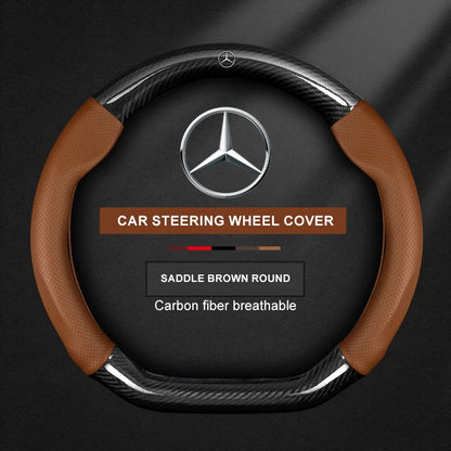Carbon Fiber Leather Steering Wheel Cover for Mercedes-Benz