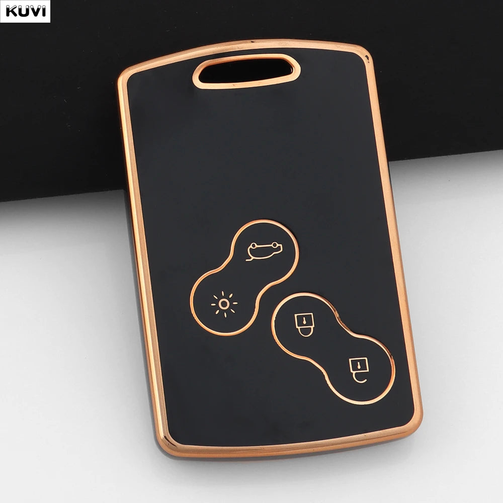 Golden TPU Smart Key Case for Renault Clio/Megane/Koleos