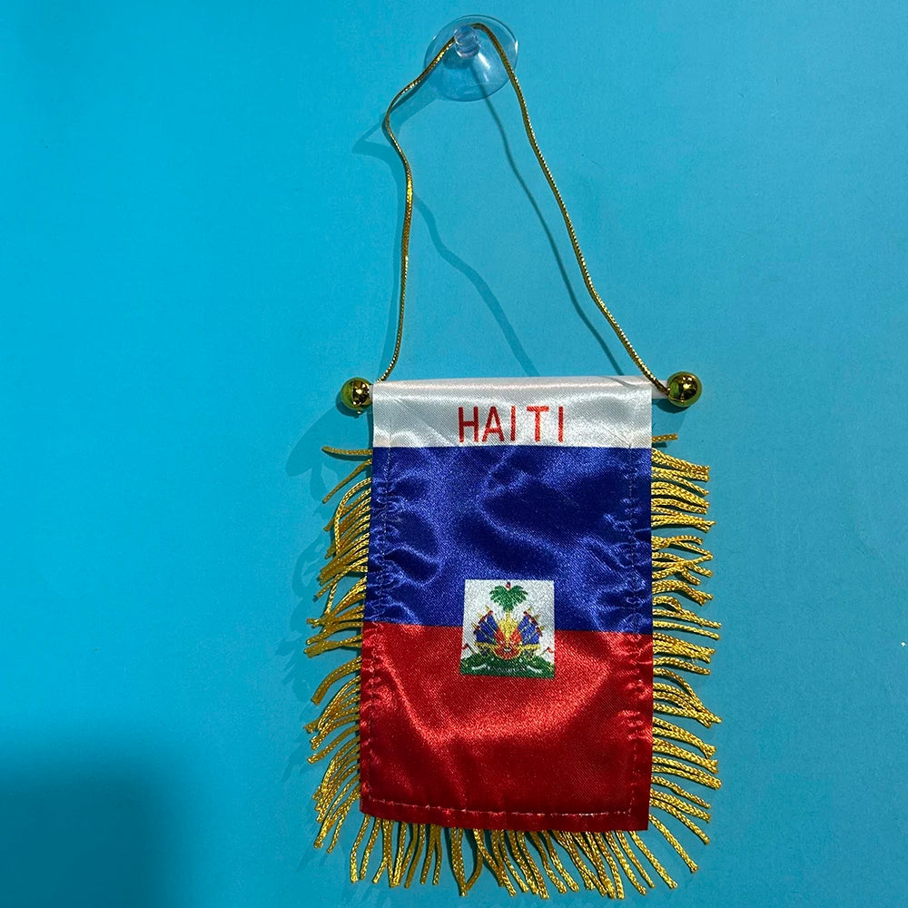 Haiti Double-Sided Car Window Flag 8x12cm