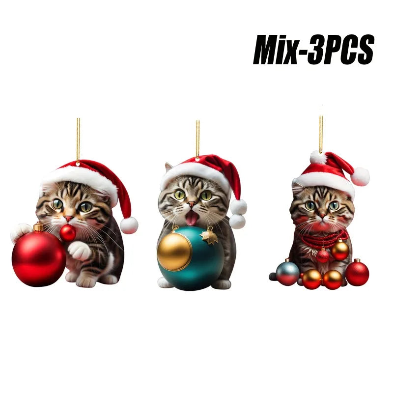 10PCS Cartoon Cat Car Pendants – Pro Interior Xmas Decor Set