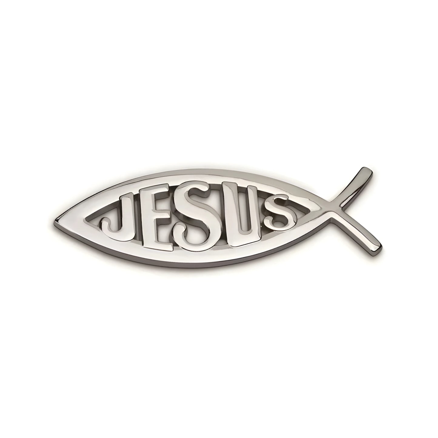 3D Metal Jesus Fish Car Badge – Durable Christian Emblem