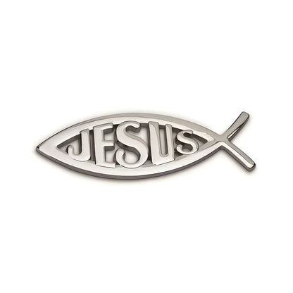 3D Metal Jesus Fish Car Badge – Durable Christian Emblem