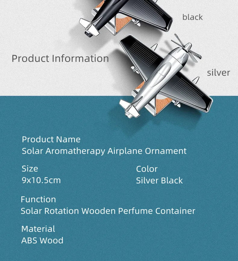 Solar-Powered Car Aromatherapy Airplane Ornament – Dashboard Decor