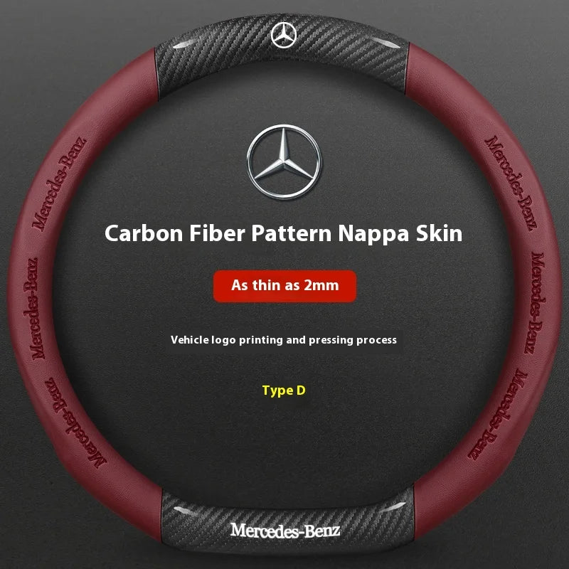 Mercedes-Benz Carbon Fiber Leather Steering Wheel Cover AntiSlip