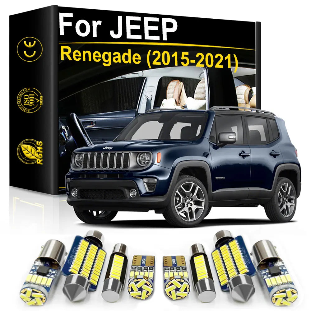 Kit d'éclairage intérieur LED pour Jeep Renegade (2015-2021) - 9 pièces Canbus sans erreur