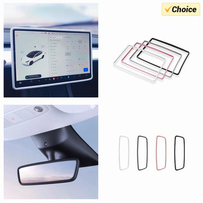 Cadre d'écran et protection de rétroviseur en silicone pour Tesla Model 3/Y