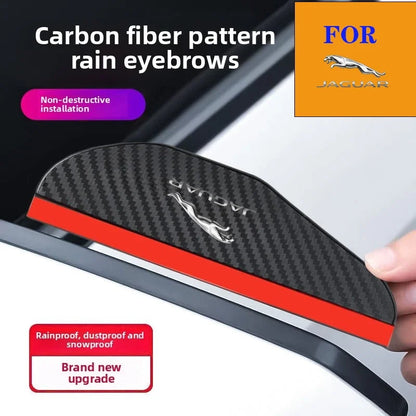 2Pcs Carbon Fiber Mirror Eyebrow Rain Cover for Jaguar